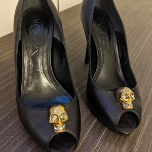 Alexander McQueen Leather Heels with Brass Skulls